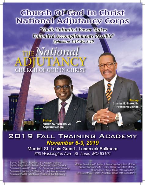 This training manual is organized to provide in-depth training on the three major tenets of the Adjutancy Corp (1) Ceremony, (2) Liturgy and (3) Protocol. . Cogic adjutant manual pdf